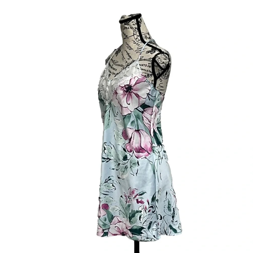 Lilac+London Floral Satin Chemise Slip Dress XS | Coquette Fairy Y2K Mini - Picture 4 of 12
